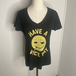 Boredwalk Women’s XL Black Smoking Have A Nice Day Emoji Top T-Shirt Streetwear